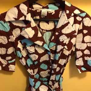 DVF Flattering Print Button-Down Dress w/Pockets